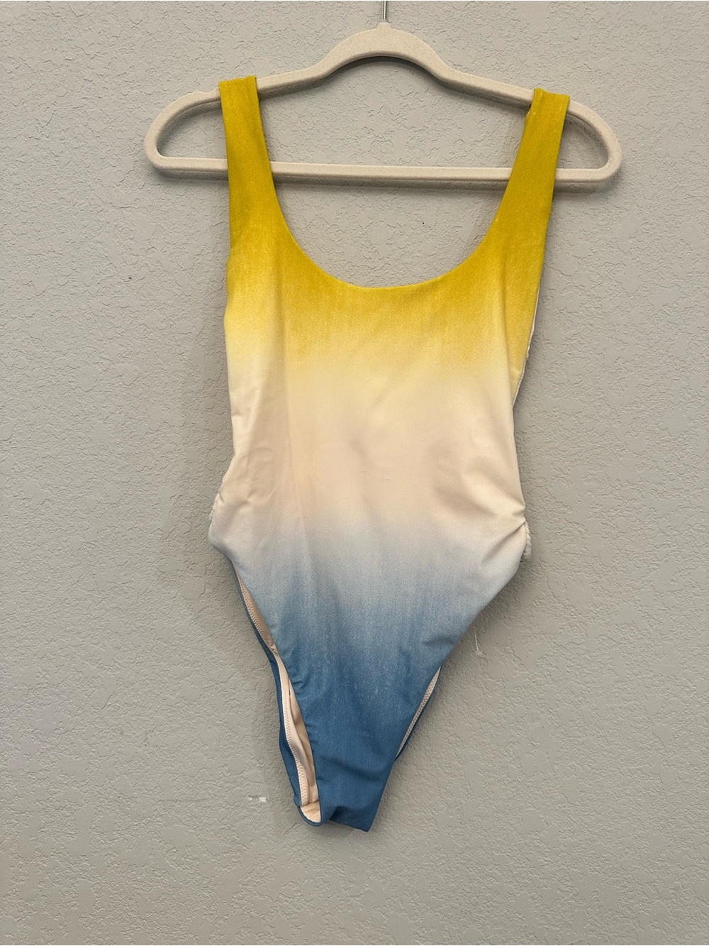 aerie Gradient Yellow to Blue Scoop-Back Swimsuit